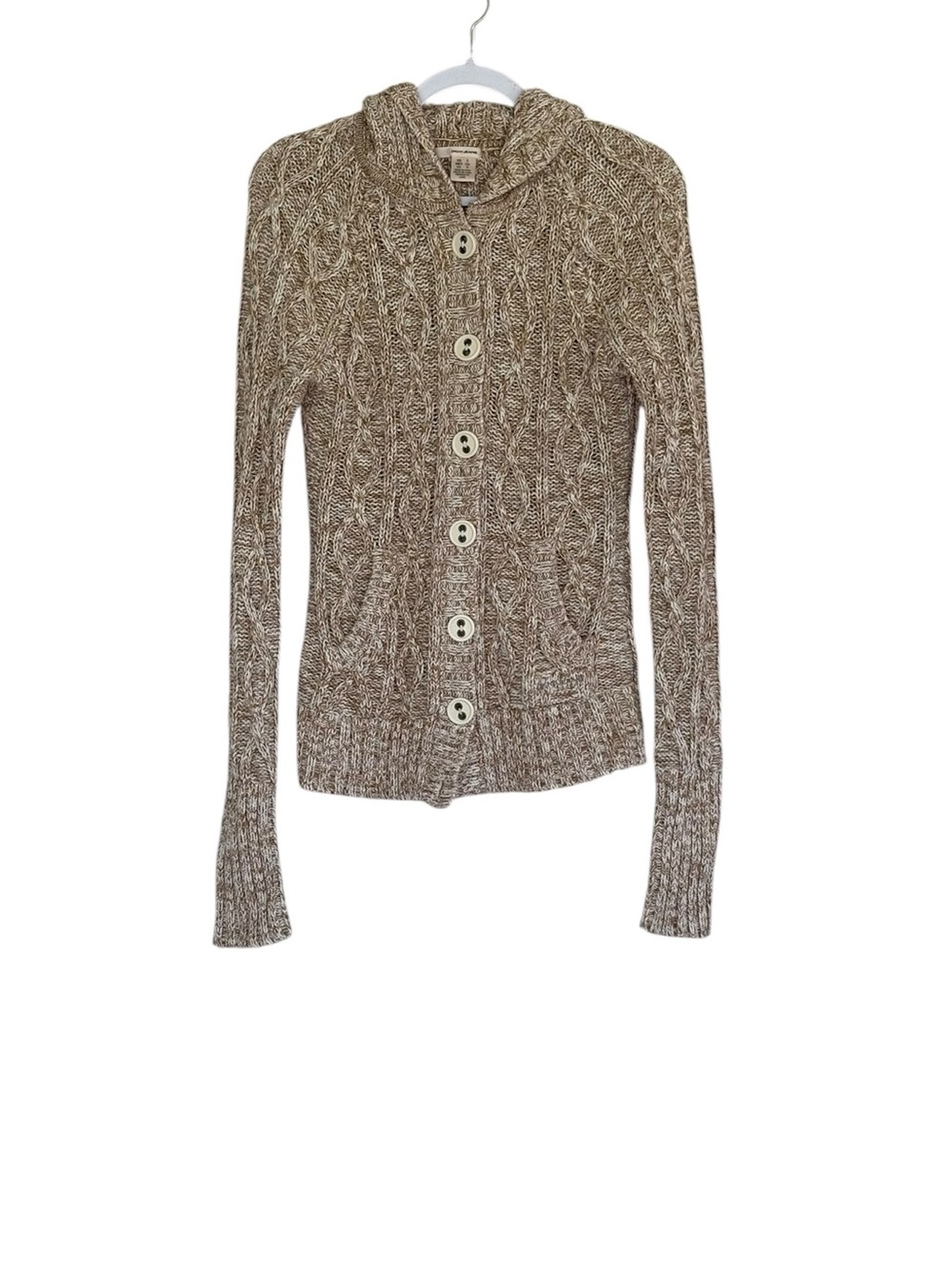 DKNY Jeans Chunky Cable Knit Cardigan Button Down Sweater Size S